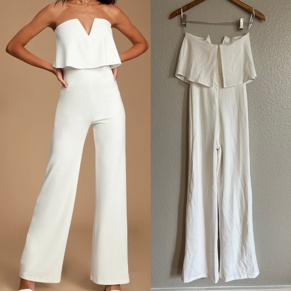 Lulus Pants - Power of Love White Strapless Jumpsuit